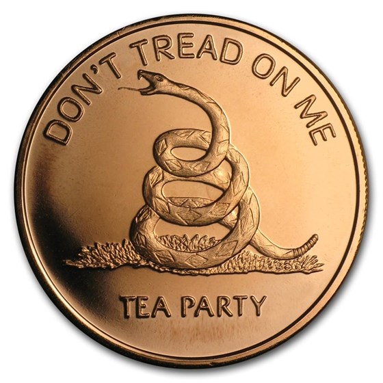 1 oz Copper Round - Don't Tread on Me - Tea Party 1 oz Copper Round - Don't Tread on Me - Tea Party